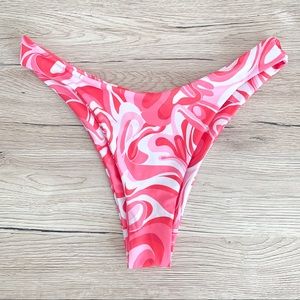 2/$30 pink swirl high cut cheeky bikini bottoms